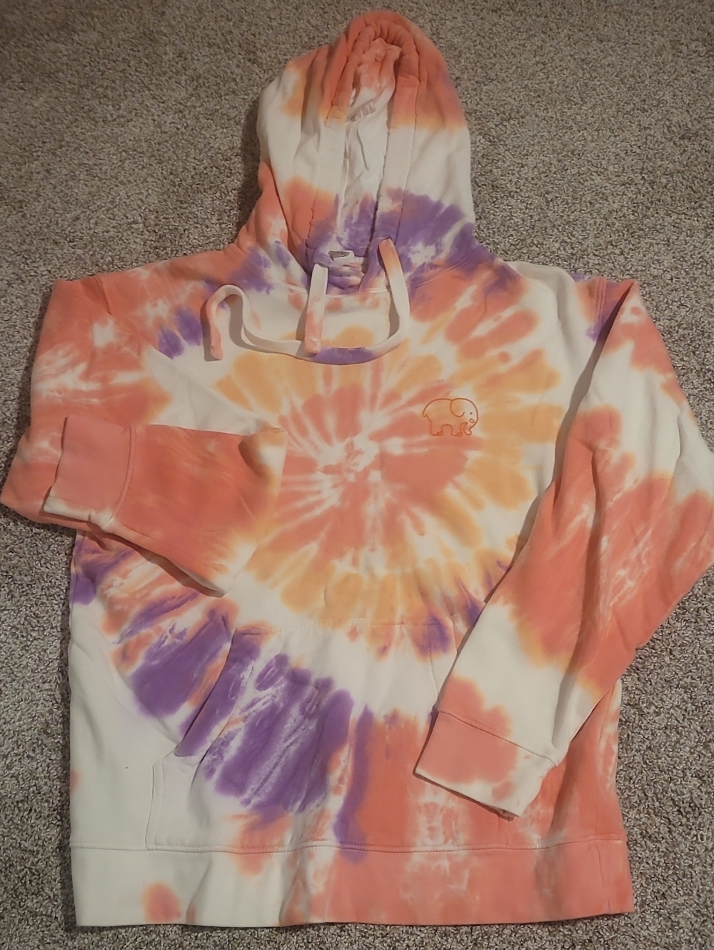 Women Ivory Ella Tie-Dye Hoodie Sweatshirt - Orange, Purple & White